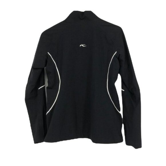 KJUS black full zip jacket white trim size small  lined mesh interior - Picture 2 of 16